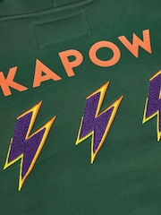 Monsoon Green Kapow Borg Lined Zip-Up 100% Cotton Hoodie - Image 3 of 3