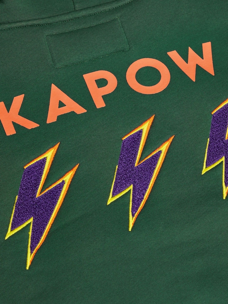 Monsoon Green Kapow Borg Lined Zip-Up 100% Cotton Hoodie - Image 3 of 3