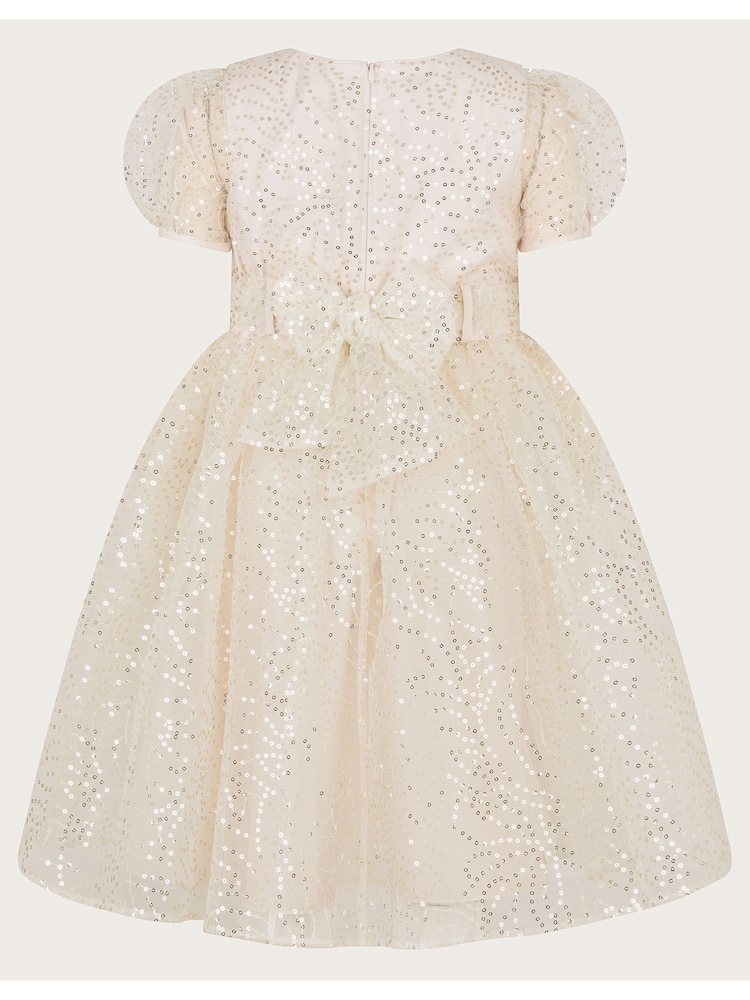 Monsoon Natural Clara Short Sleeve Sequin Dress - Image 2 of 3