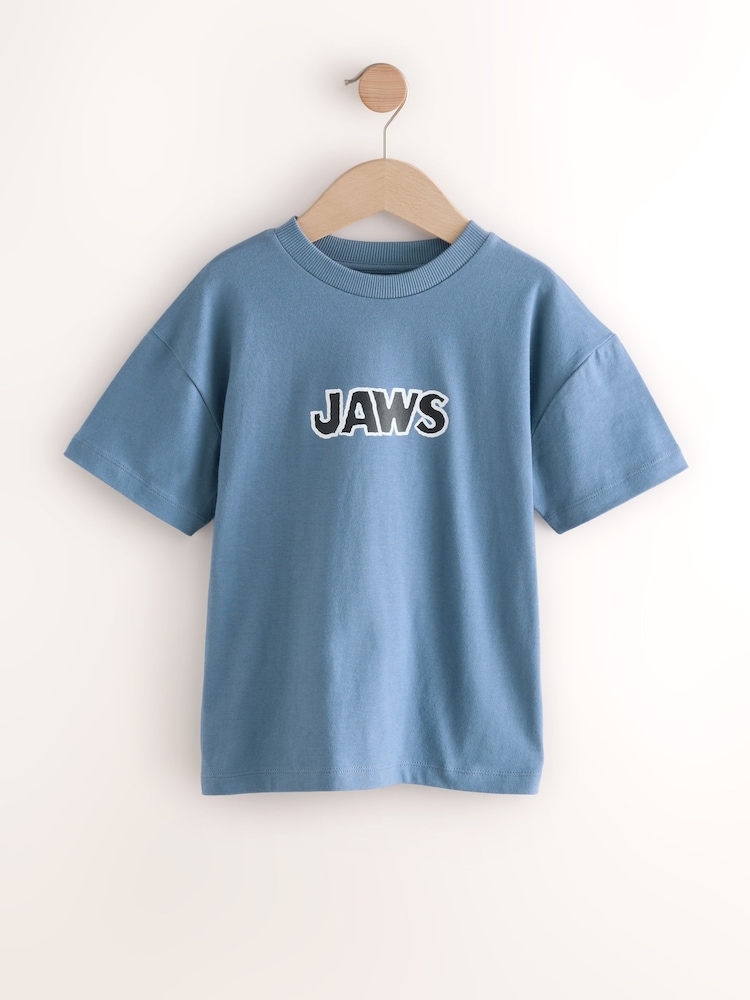 Blue 100% Cotton Short Sleeve Jaws T-Shirt (3-16yrs) - Image 1 of 4