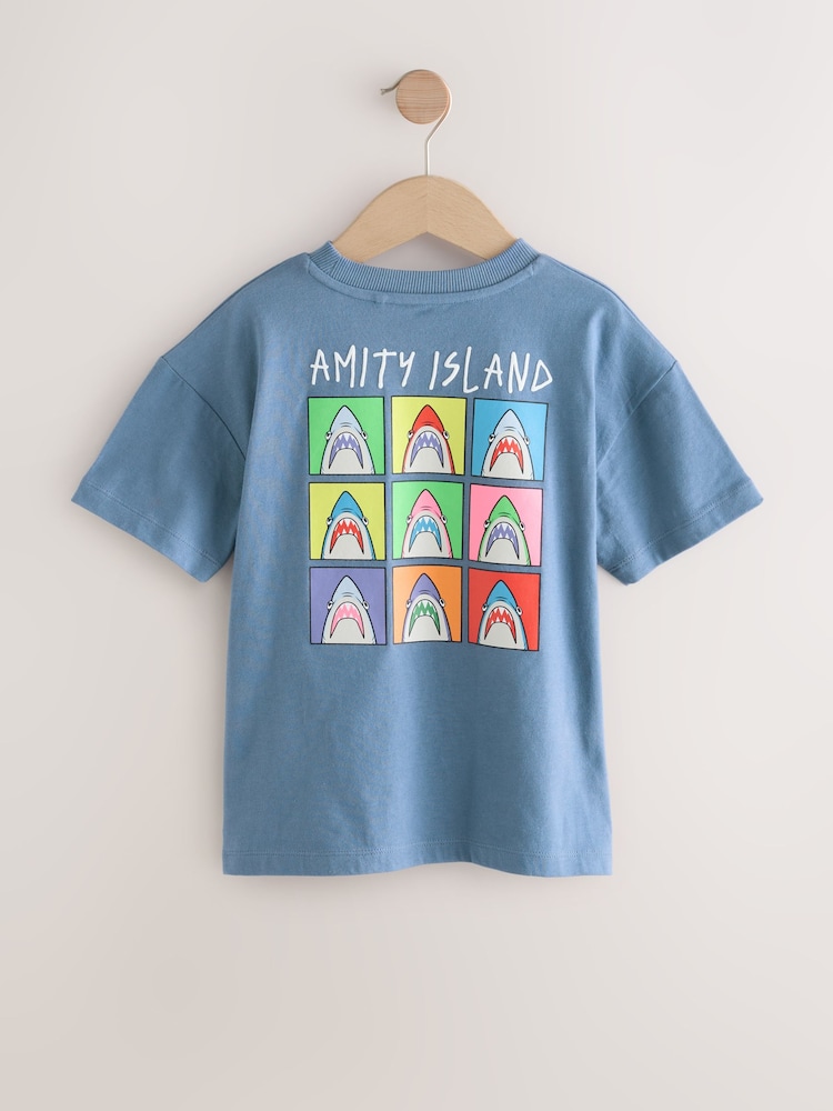 Blue 100% Cotton Short Sleeve Jaws T-Shirt (3-16yrs) - Image 2 of 4