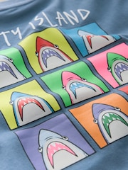 Blue 100% Cotton Short Sleeve Jaws T-Shirt (3-16yrs) - Image 4 of 4