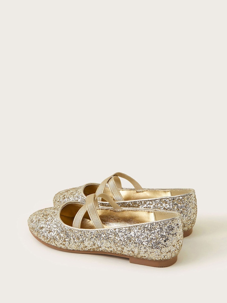 Monsoon Gold Glitter Ballerina Flats - Image 2 of 3