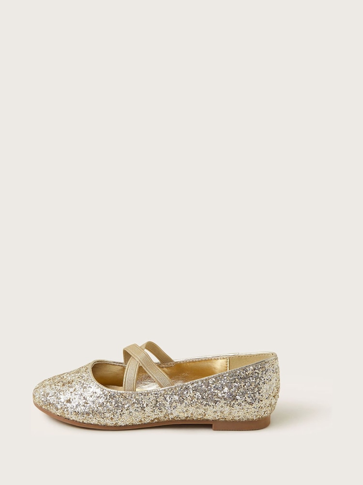 Monsoon Gold Glitter Ballerina Flats - Image 3 of 3