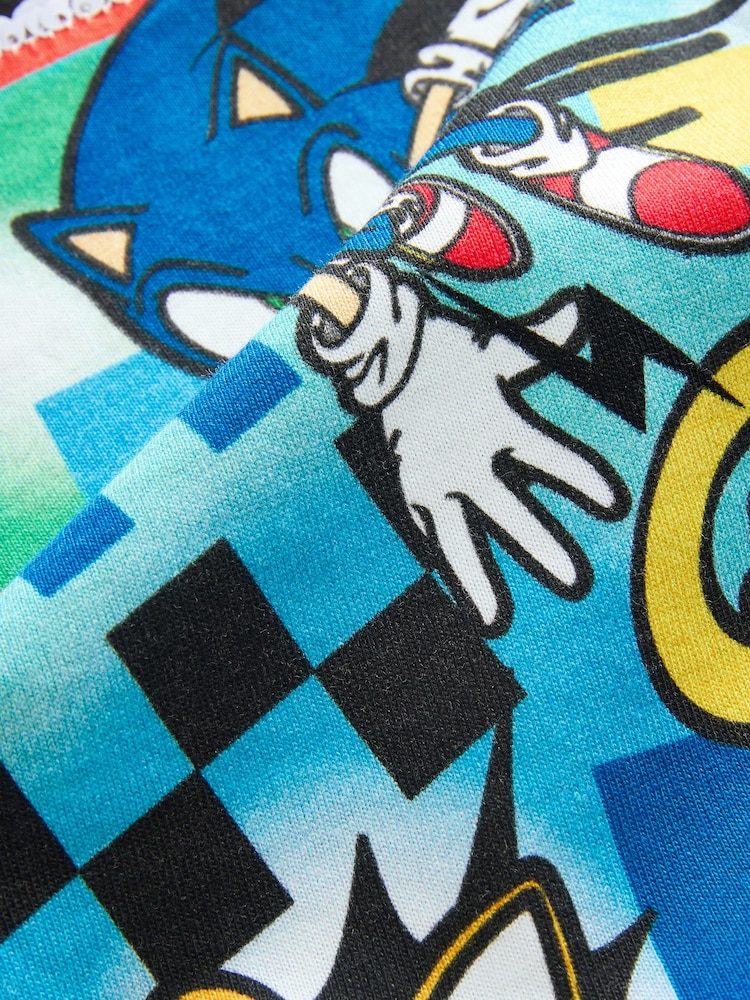 أحمر/أزرق - تيشرت مزين بالترتر بتصميم قلاب بطبعة شخصية Sonic (3-16 سنة) - صورة 6 من 6