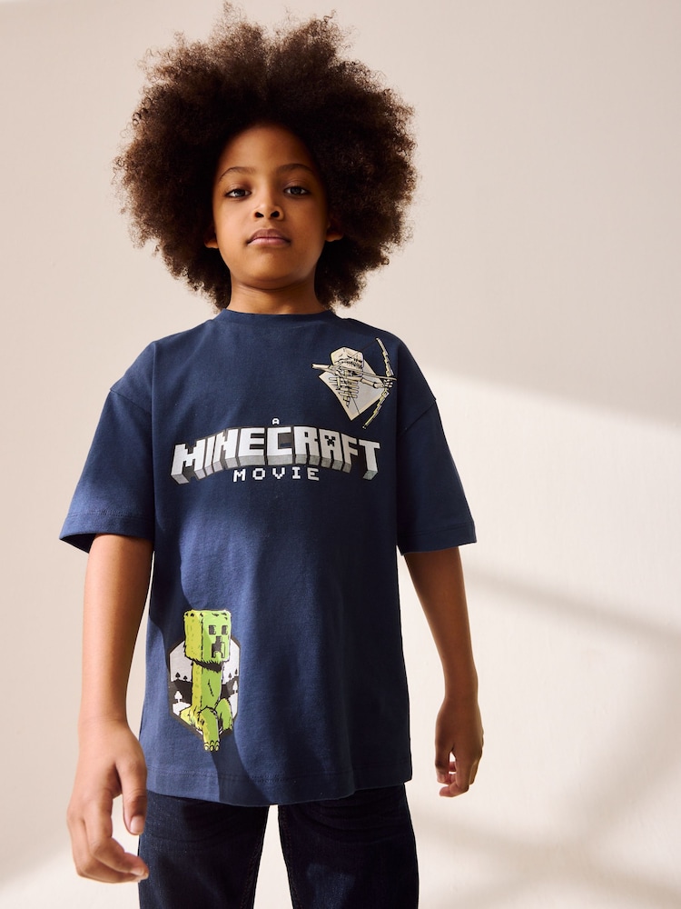 Navy Blue Licensed Minecraft T-Shirt (3-16yrs) - Image 1 of 9