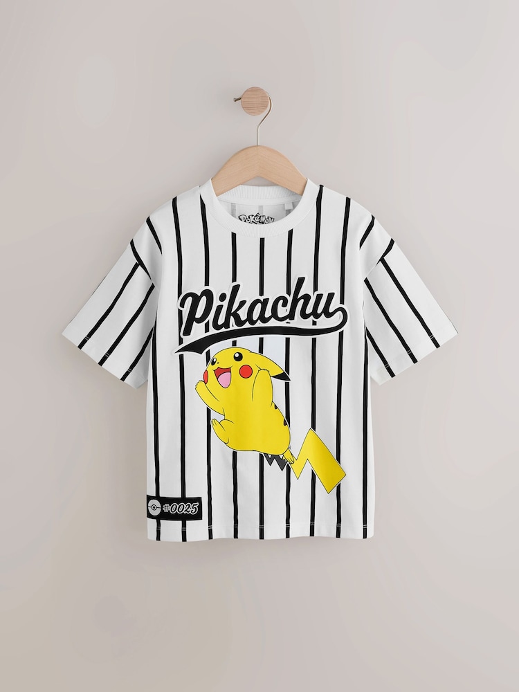 White Baseball Pokémon License Short Sleeve T-Shirt (4-16yrs) - Image 1 of 4