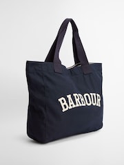 Barbour® Navy Logo Holiday Tote 100% Cotton Bag - Image 3 of 7