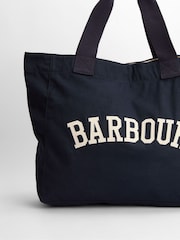 Barbour® Navy Logo Holiday Tote 100% Cotton Bag - Image 4 of 7