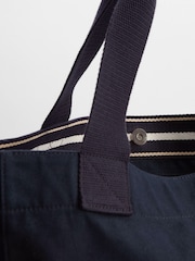 Barbour® Navy Logo Holiday Tote 100% Cotton Bag - Image 5 of 7