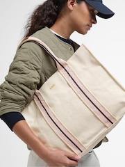 Barbour® Cream Madison Square Beach Tote 100% Cotton Bag - Image 1 of 8