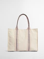 Barbour® Cream Madison Square Beach Tote 100% Cotton Bag - Image 4 of 8