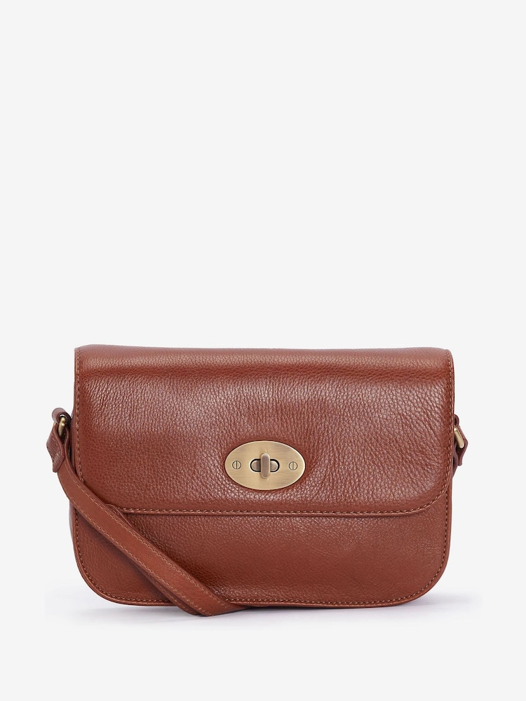 Barbour® Tan Brown Isla Leather Cross-Body 100% Cotton Bag - Image 1 of 5