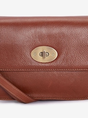 Barbour® Tan Brown Isla Leather Cross-Body 100% Cotton Bag - Image 3 of 5