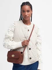 Barbour® Tan Brown Isla Leather Cross-Body 100% Cotton Bag - Image 4 of 5