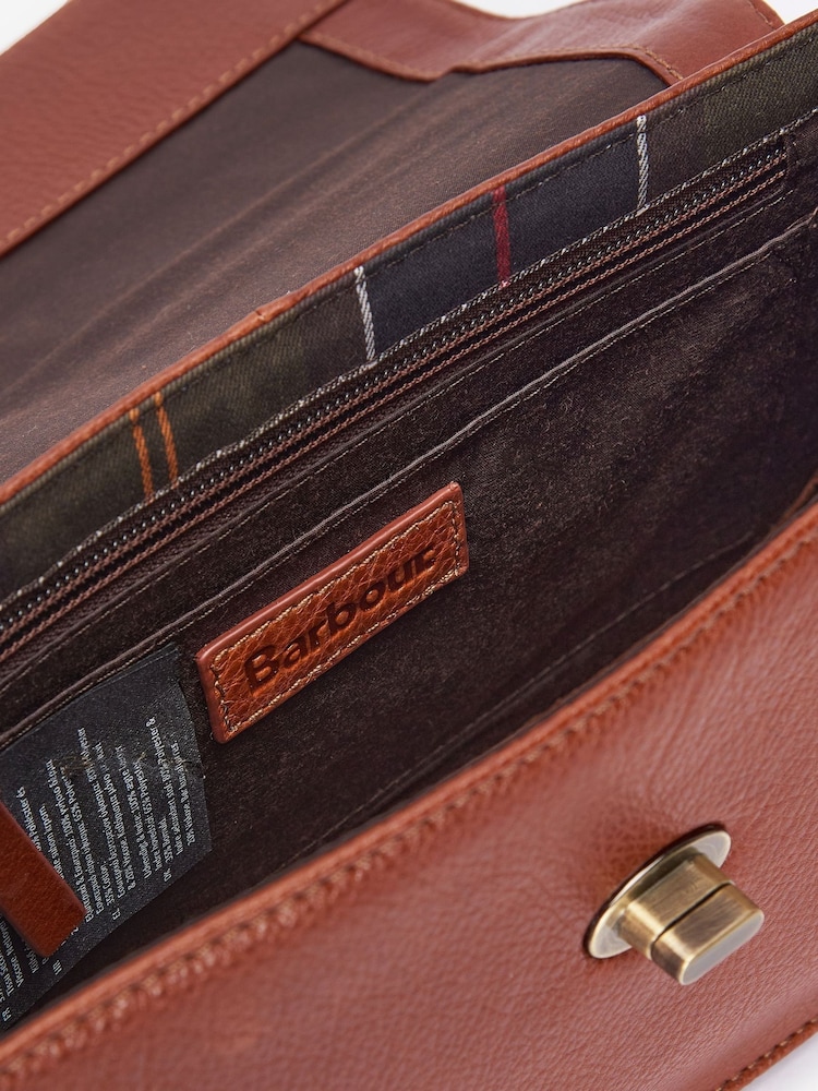 Barbour® Tan Brown Isla Leather Cross-Body 100% Cotton Bag - Image 5 of 5