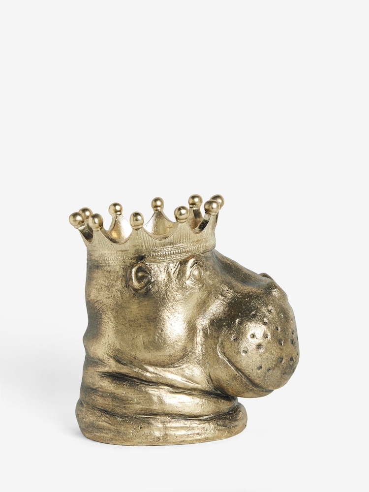 Bronze Gold Hippo Head Vase - Image 4 of 5