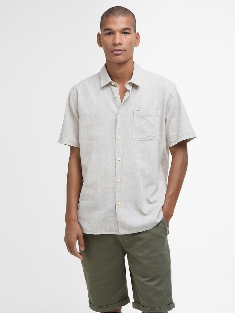 Barbour® Natural Nelson Linen Blend Short Sleeve Shirt - Image 1 of 5