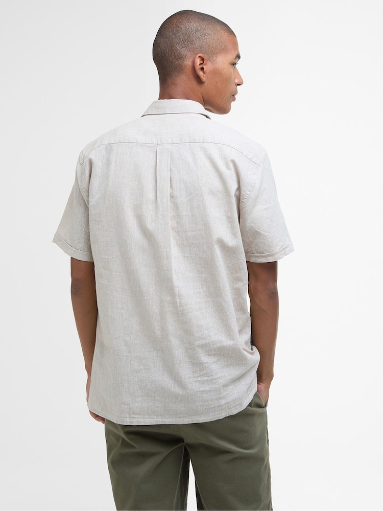 Barbour® Natural Nelson Linen Blend Short Sleeve Shirt - Image 2 of 5