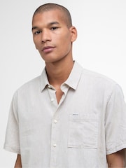 Barbour® Natural Nelson Linen Blend Short Sleeve Shirt - Image 3 of 5
