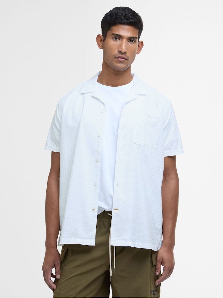 Barbour® White Irvine Textured Regular Fit Shirt - Image 1 of 3