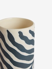 White/Blue Leaf Print Ceramic Vase - Image 2 of 4