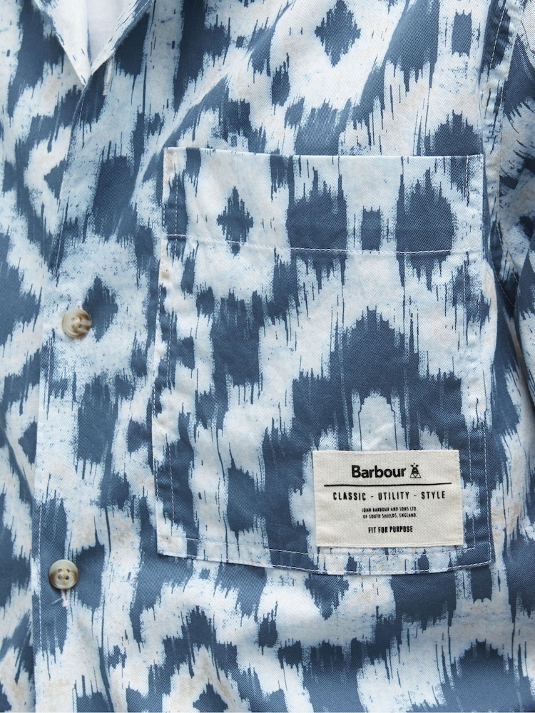Barbour® Blue 100% Cotton Homelane Printed Relaxed Fit Shirt - Image 5 of 5