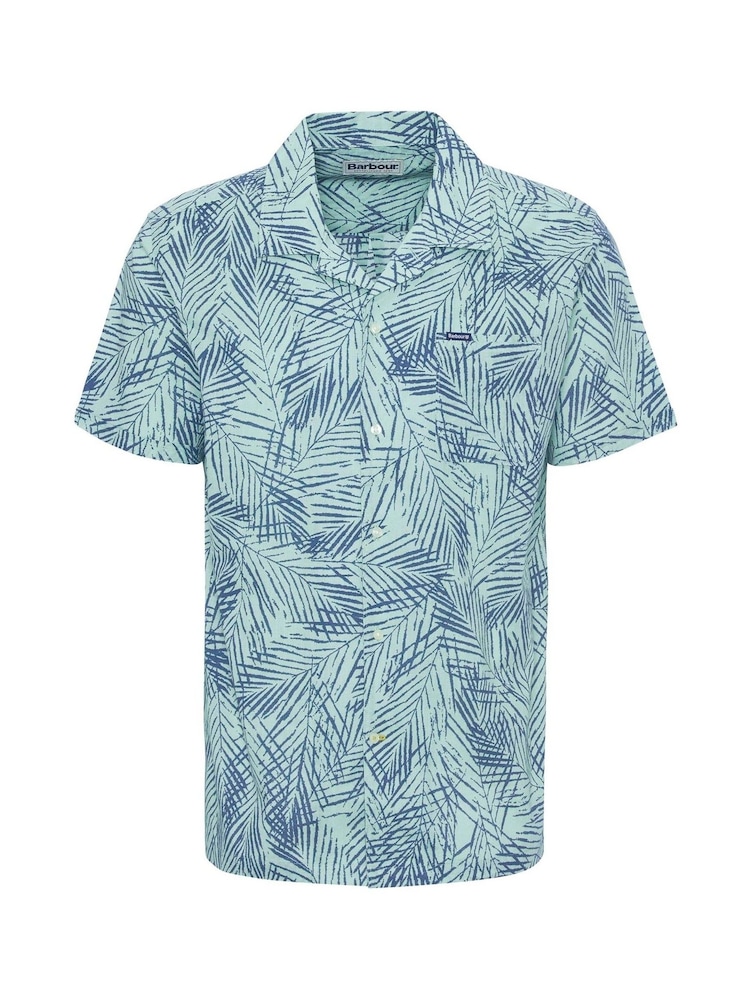 Barbour® Green 100% Cotton Falmouth Printed Simmer Fit Shirt - Image 5 of 5