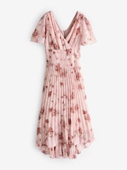 Jolie Moi Pink Chelsea Pleated Chiffon Dip Hem Maxi Dress - Image 7 of 7