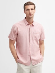 Barbour® Pink Nelson Linen Blend Short Sleeve Shirt - Image 1 of 5