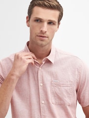 Barbour® Pink Nelson Linen Blend Short Sleeve Shirt - Image 3 of 5