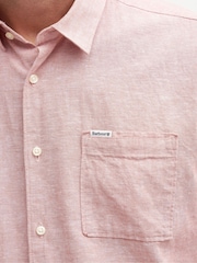Barbour® Pink Nelson Linen Blend Short Sleeve Shirt - Image 4 of 5