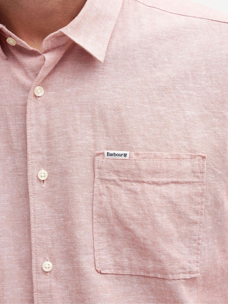 Barbour® Pink Nelson Linen Blend Short Sleeve Shirt - Image 4 of 5