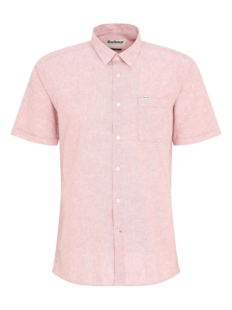 Barbour® Pink Nelson Linen Blend Short Sleeve Shirt - Image 5 of 5