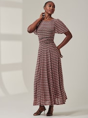 Jolie Moi Pink Spot Print Mesh Maxi Dress - Image 1 of 6