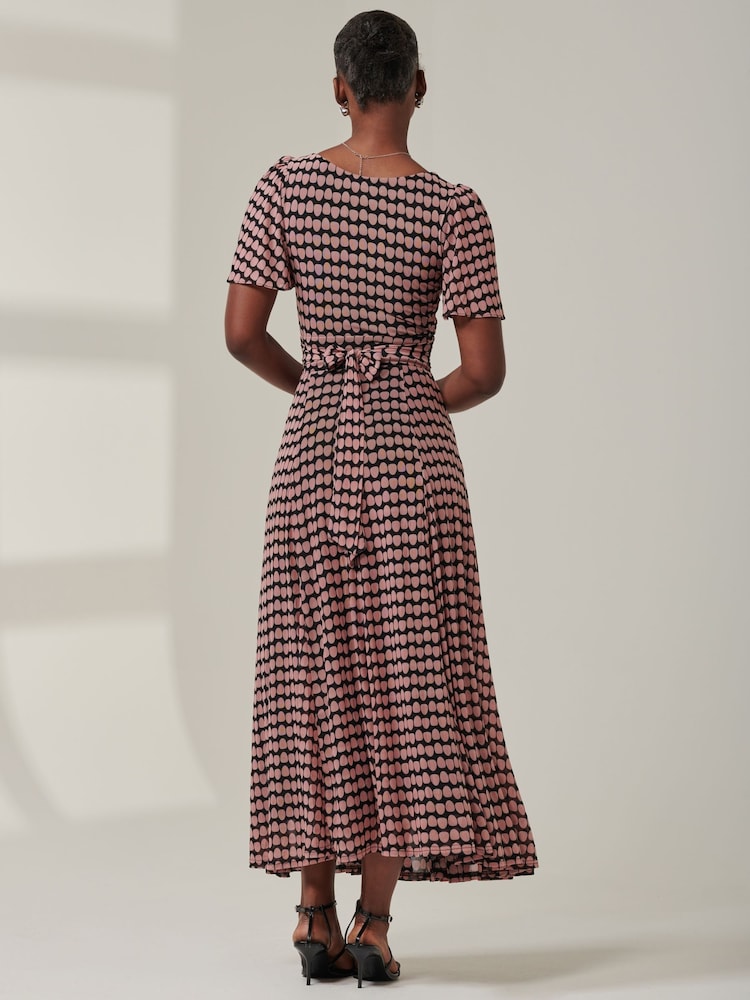 Jolie Moi Pink Spot Print Mesh Maxi Dress - Image 2 of 6