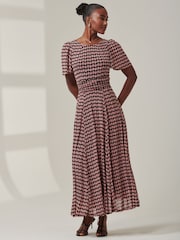 Jolie Moi Pink Spot Print Mesh Maxi Dress - Image 4 of 6