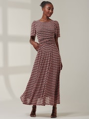 Jolie Moi Pink Spot Print Mesh Maxi Dress - Image 5 of 6