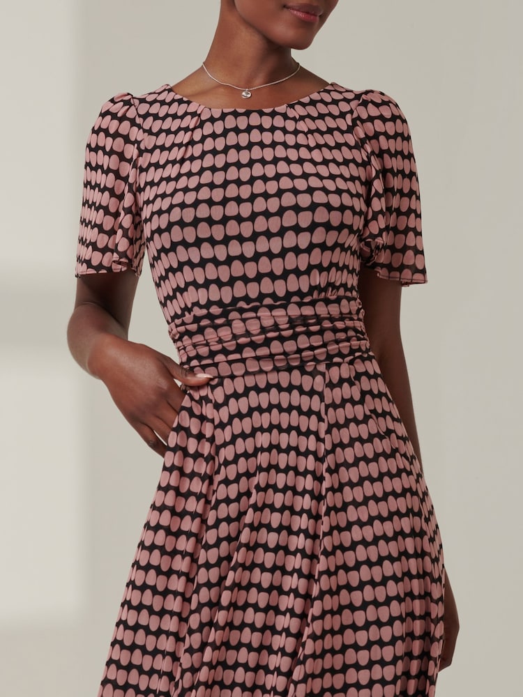 Jolie Moi Pink Spot Print Mesh Maxi Dress - Image 6 of 6
