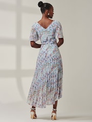 Jolie Moi Blue Meagan V-Neck Chiffon Maxi Dress - Image 2 of 6