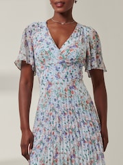 Jolie Moi Blue Meagan V-Neck Chiffon Maxi Dress - Image 3 of 6