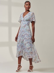 Jolie Moi Blue Meagan V-Neck Chiffon Maxi Dress - Image 5 of 6