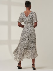 Jolie Moi Black Chelsea Pleated Chiffon Dip Hem Maxi Dress - Image 2 of 6