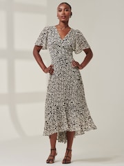 Jolie Moi Black Chelsea Pleated Chiffon Dip Hem Maxi Dress - Image 3 of 6