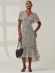 Jolie Moi Black Chelsea Pleated Chiffon Dip Hem Maxi Dress - Image 4 of 6