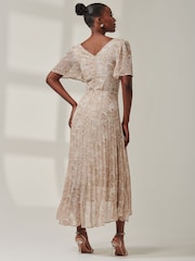 Jolie Moi Natural Chelsea Pleated Chiffon Dip Hem Maxi Dress - Image 2 of 6