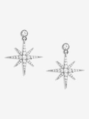 Jon Richard Silver Tone Cubic Zirconia Star Drop Earrings - Image 1 of 2