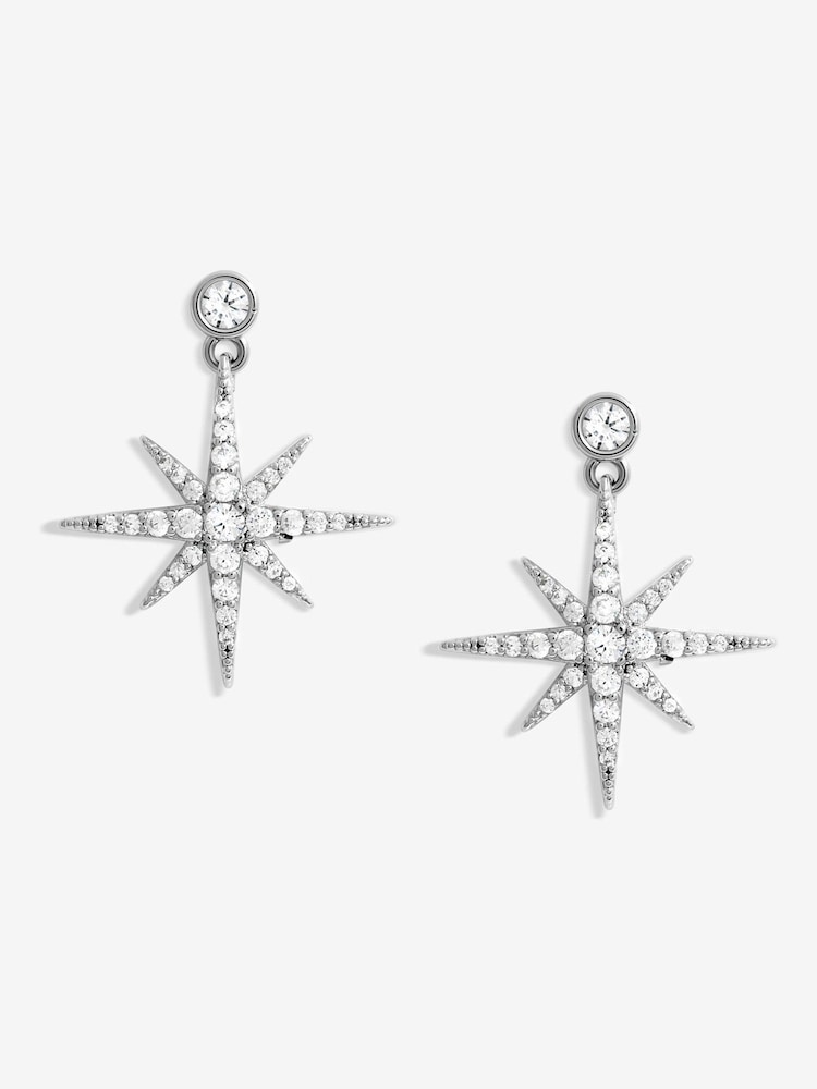 Jon Richard Silver Tone Cubic Zirconia Star Drop Earrings - Image 1 of 2