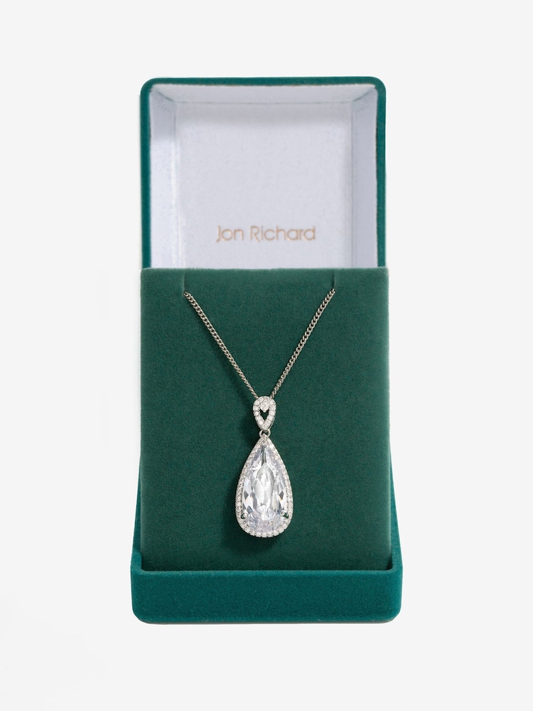 Jon Richard Silver Tone Cubic Zirconia Pear Drop Pendant - Image 1 of 3
