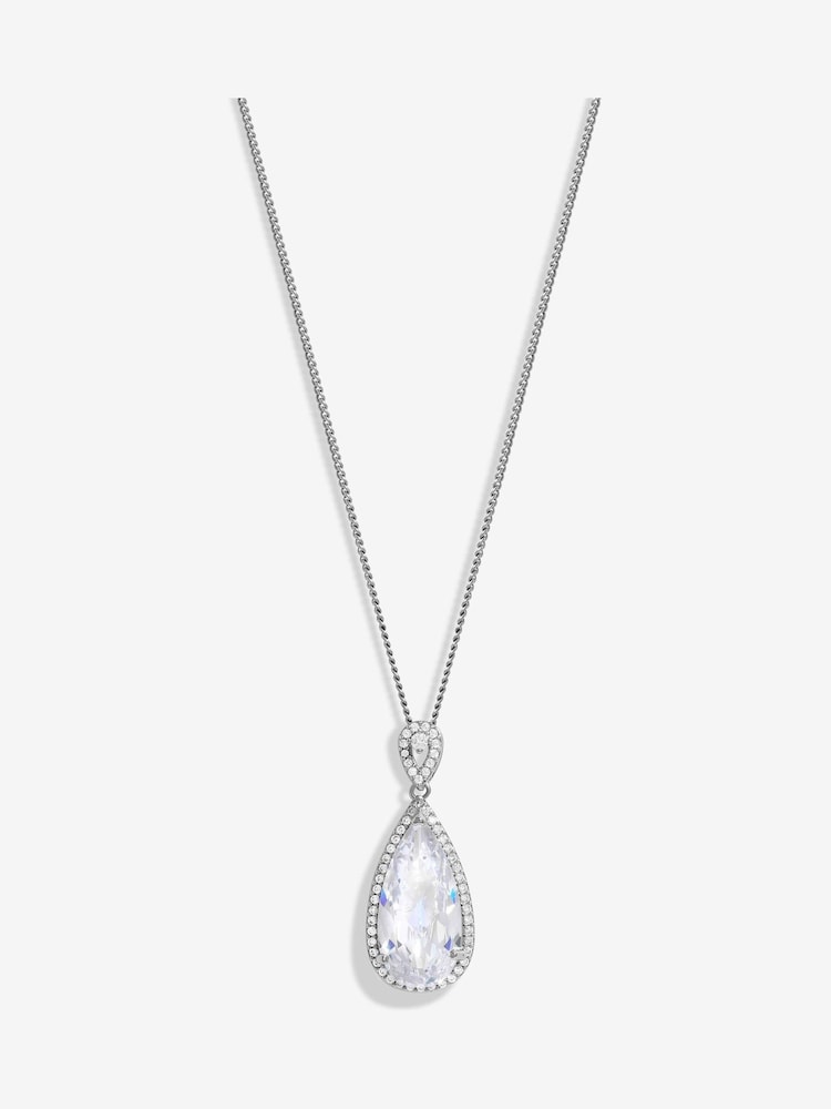 Jon Richard Silver Tone Cubic Zirconia Pear Drop Pendant - Image 2 of 3